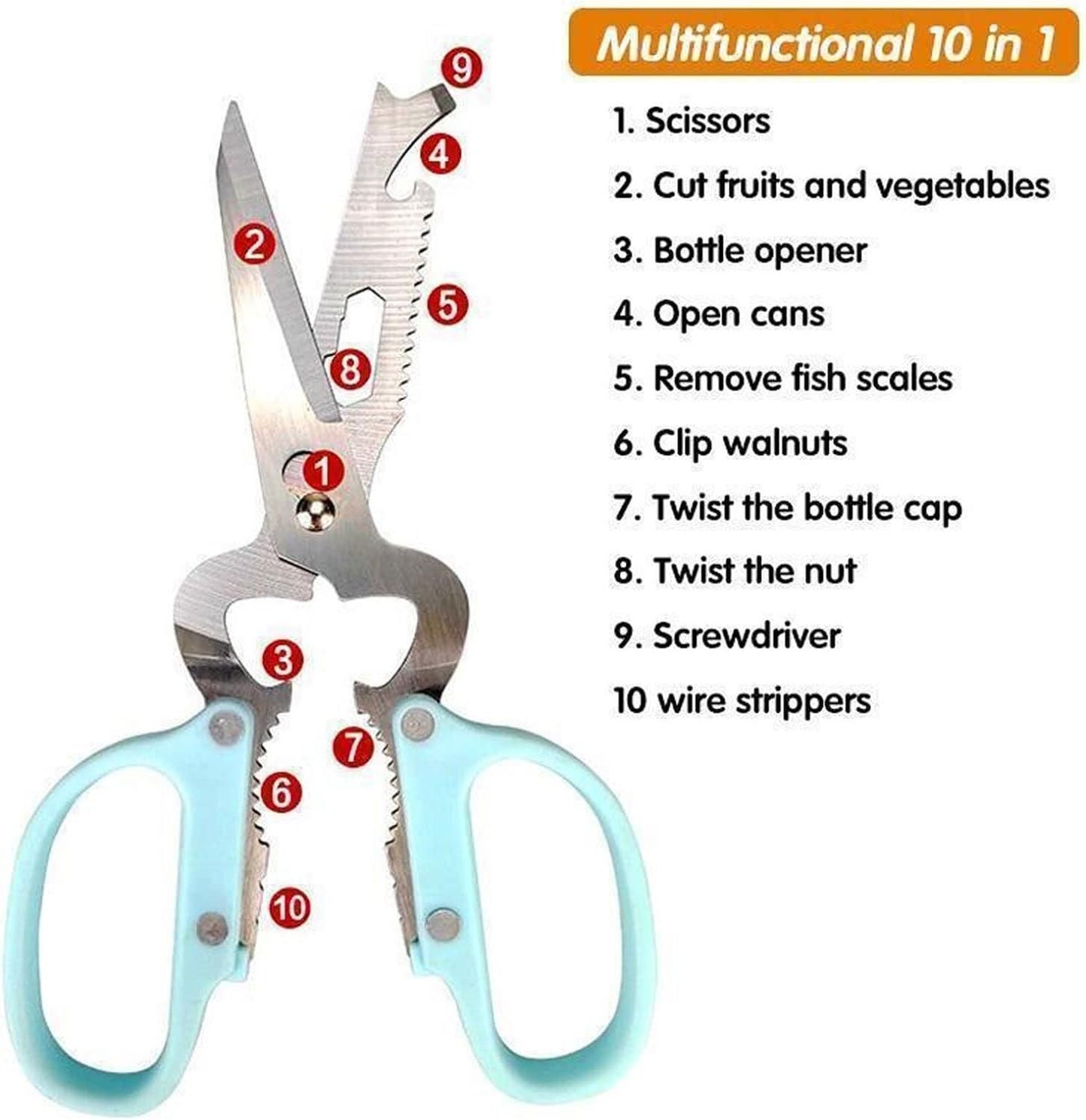 Multifunctional Portable Detachable Stainless Steel Kitchen Scissors